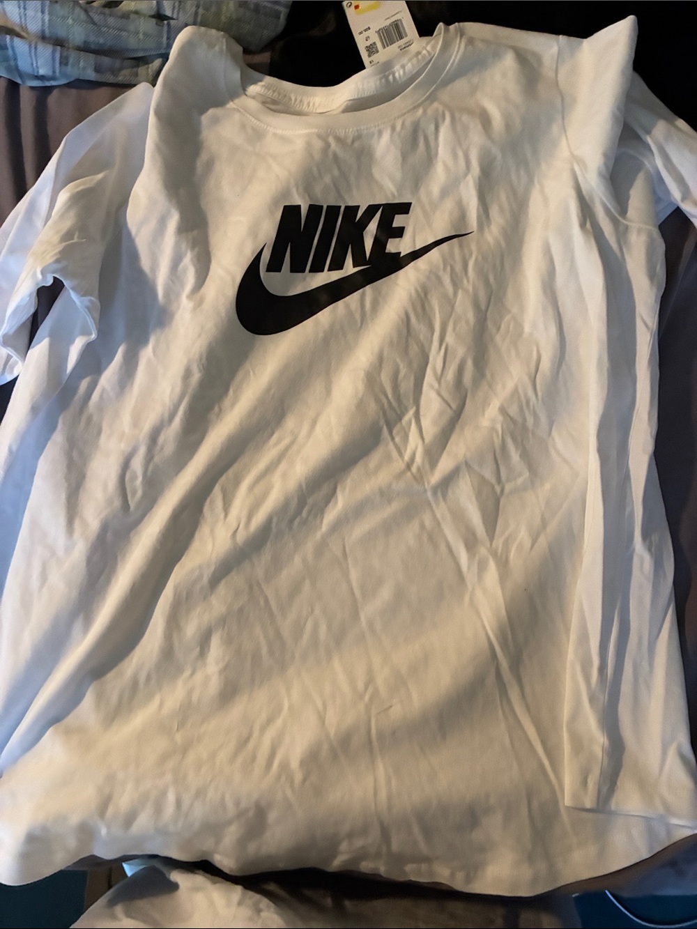 Nike White Tee with Black Swoosh Logo - Kids Short Sleeve 1X new!!